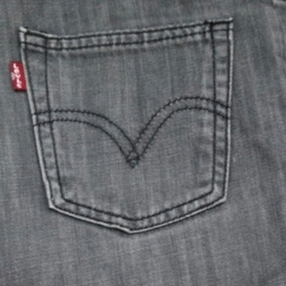 27 Levis Slim Straight Gray Denim Jeans 26" Length High Waist Vintage. Perf Cond